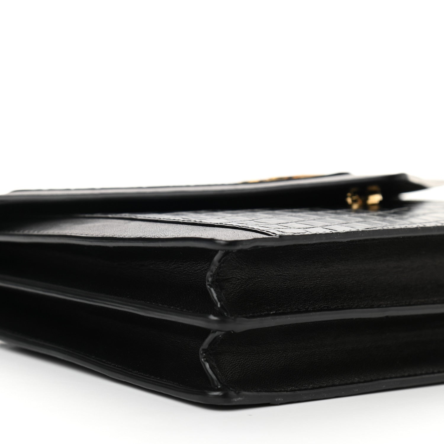 Saint Laurent Calfskin Crocodile Embossed Gaby Satchel Black 8 of 10