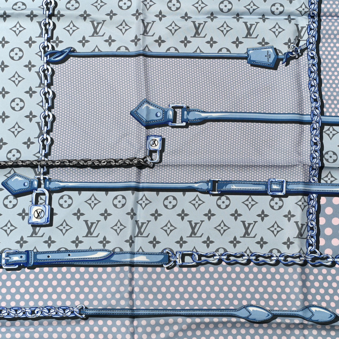 Silk Monogram Pop Confidential Square Scarf Light Blue