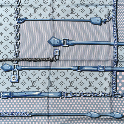 Louis Vuitton Silk Monogram Pop Confidential Square Scarf Light Blue 4 of 4