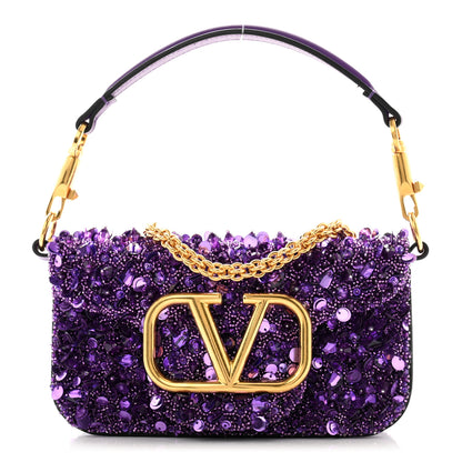 Valentino Garavani Sequin Vlogo Small Loco Shoulder Bag Purple 1 of 11