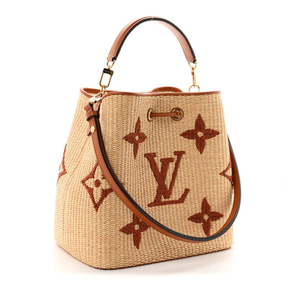 Louis Vuitton Raffia Calfskin Monogram Neonoe MM Tan 3 of 10