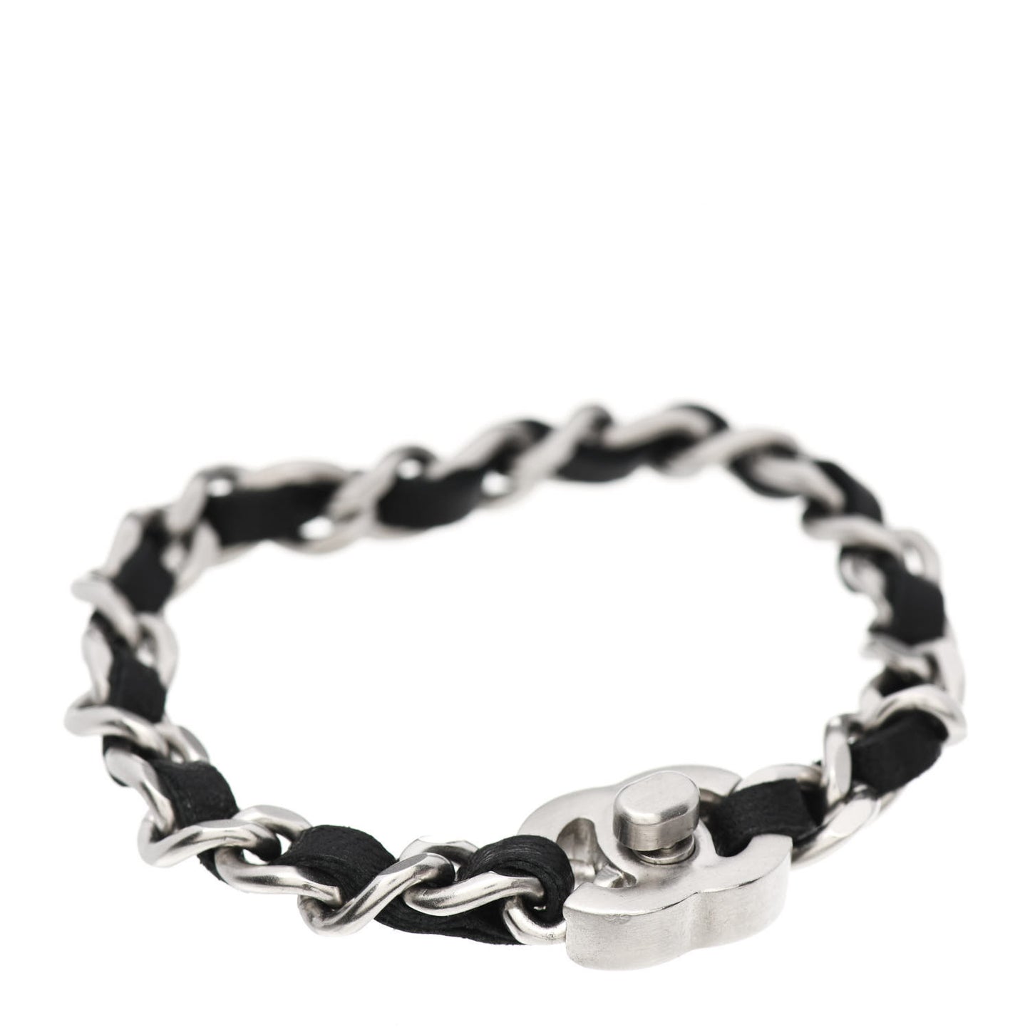 Lambskin CC Turnlock Chain Bracelet M Black