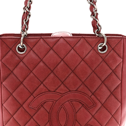 Chanel Caviar Quilted Petit Shopping Tote PST Red 8 of 12