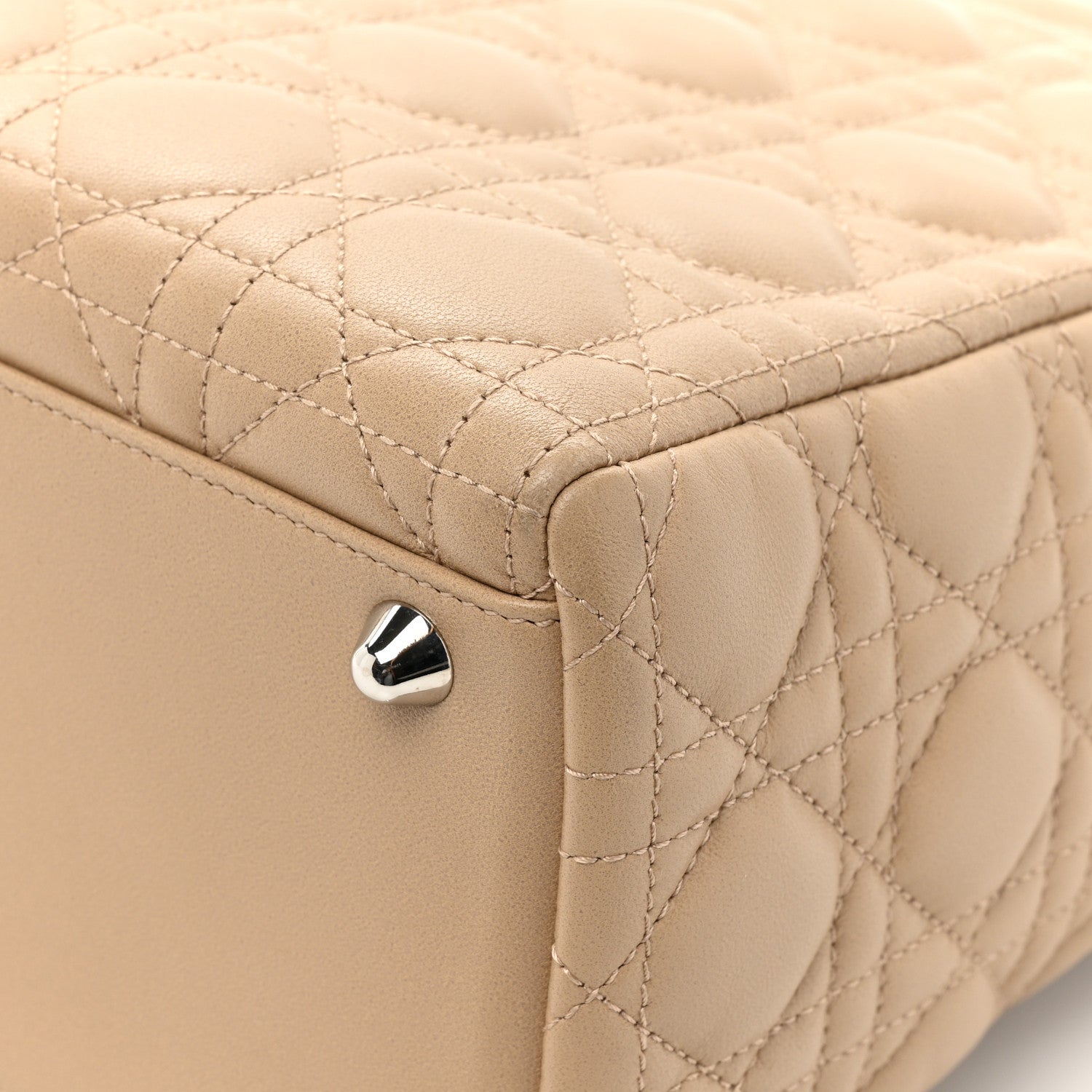 Christian Dior Lambskin Cannage Large Lady Dior Beige 13 of 17