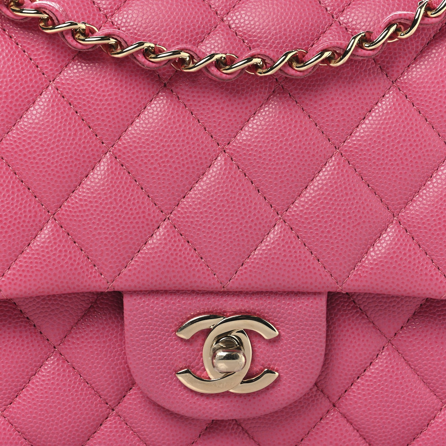 Caviar Quilted Medium Double Flap Pink