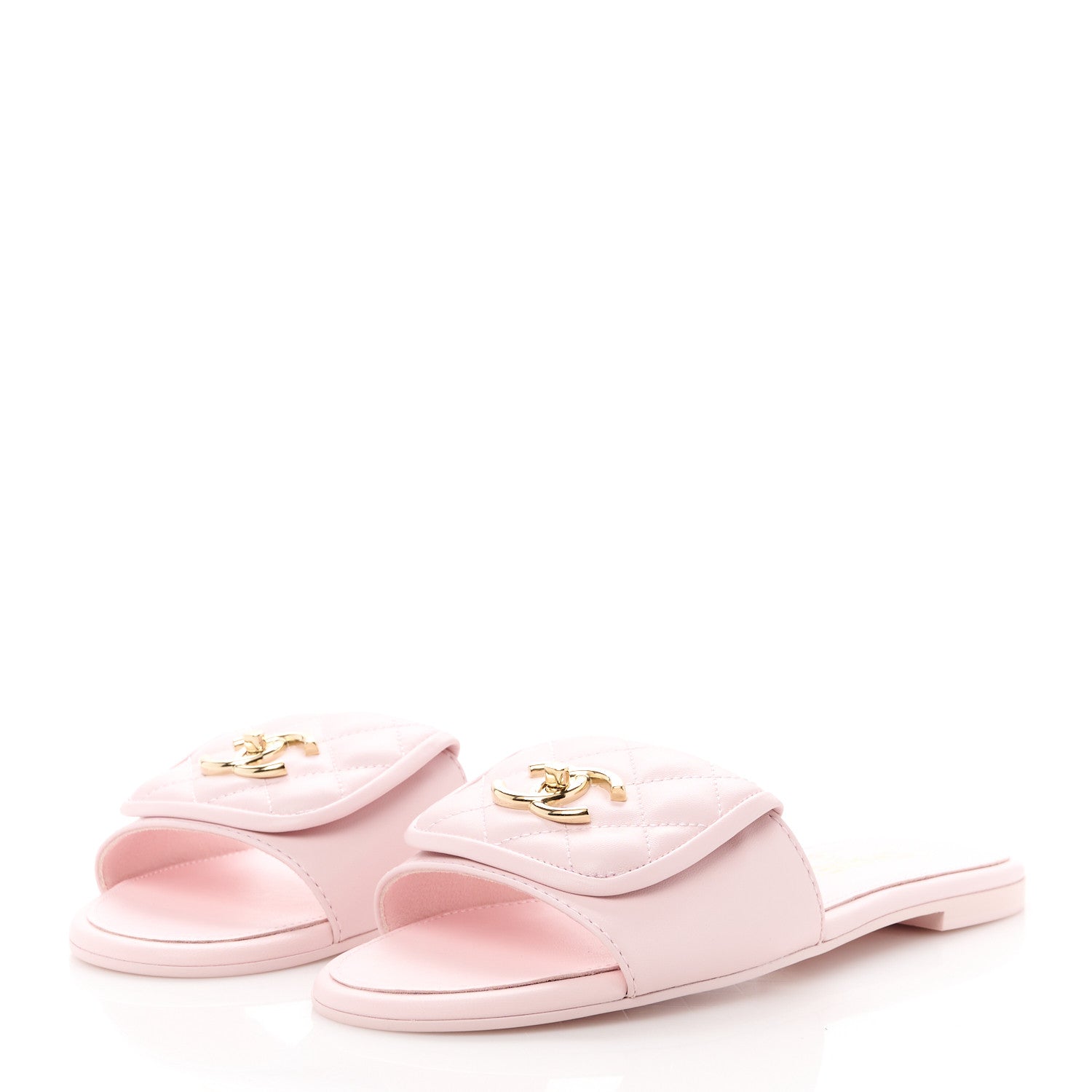 Chanel Lambskin Quilted Turnlock Flat Mules 38.5 Light Pink 3 of 10