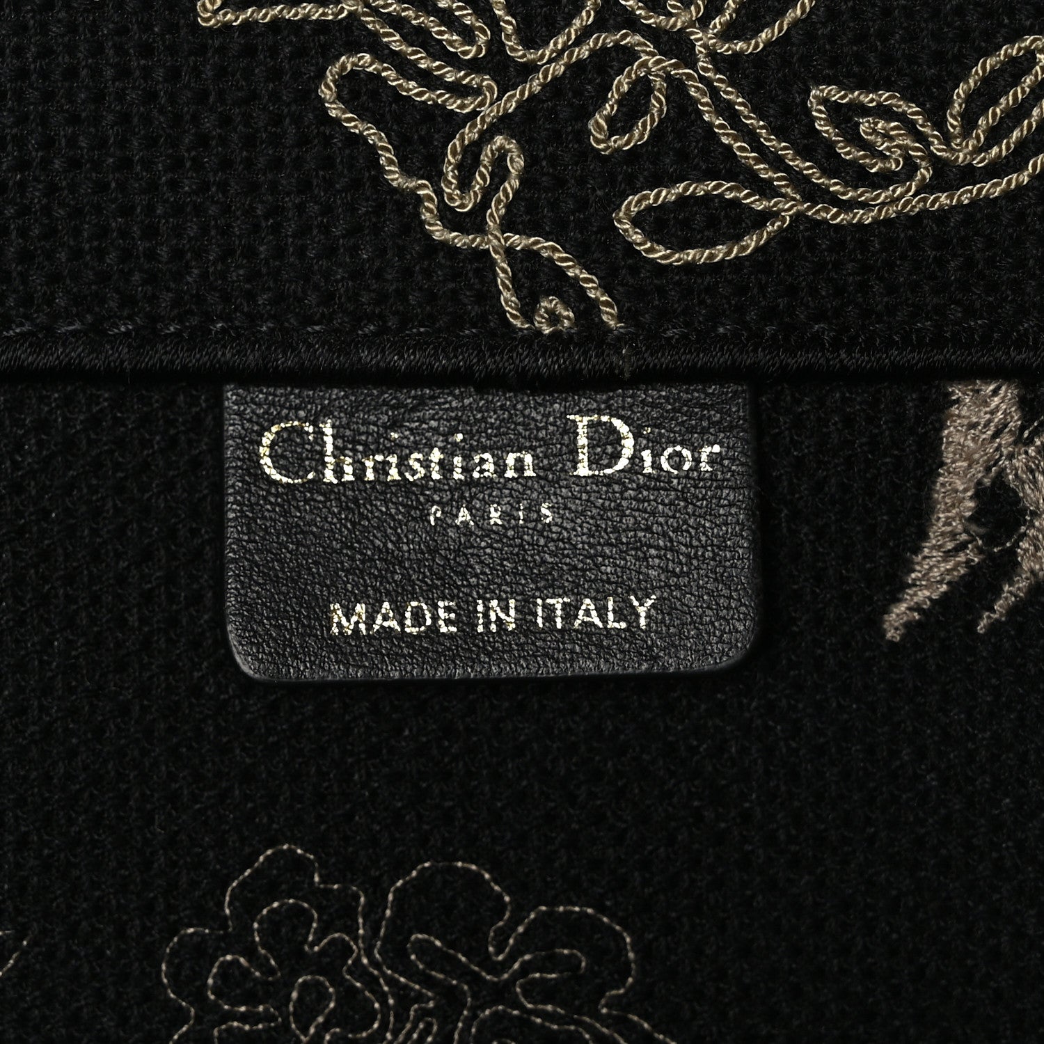 Christian Dior Canvas Embroidered Large Ornamental Cornely Book Tote Black Beige 5 of 9