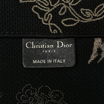 Christian Dior Canvas Embroidered Large Ornamental Cornely Book Tote Black Beige 5 of 9