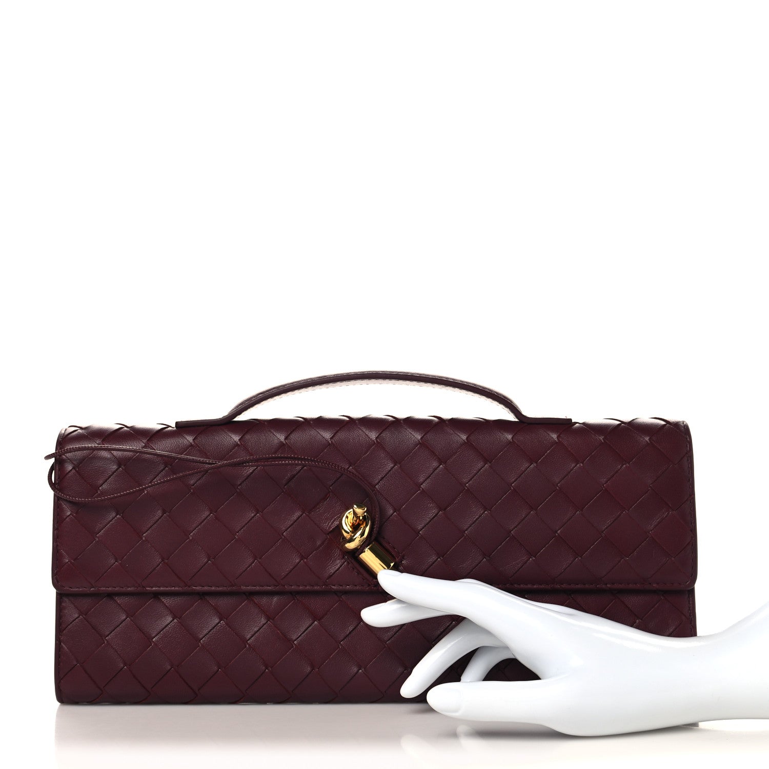 Bottega Veneta Nappa Intrecciato Long Andiamo Top Handle Clutch Barolo 2 of 11