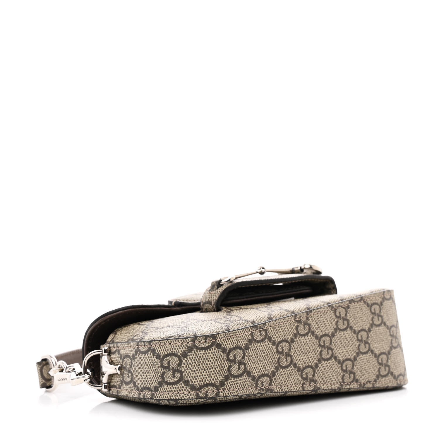 Gucci GG Supreme Monogram Mini Horsebit 1955 Asymmetric Shoulder Bag Beige Ebony 4 of 10