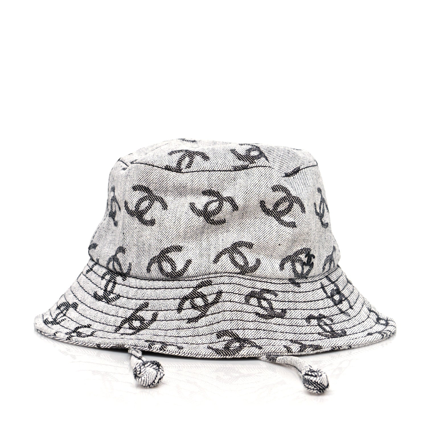 Chanel Denim CC Bucket Hat M White Black 5 of 8