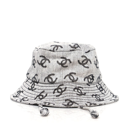 Chanel Denim CC Bucket Hat M White Black 5 of 8