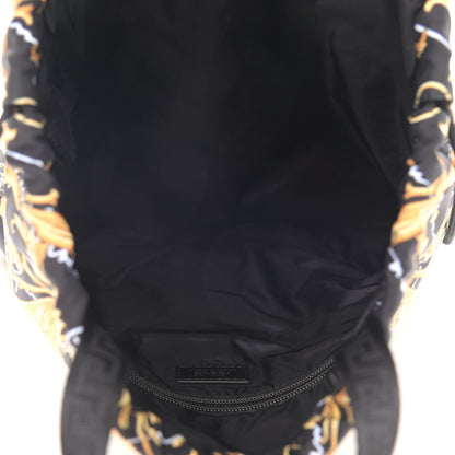 Versace Nylon Barocco Signature Print Drawstring Backpack Black 5 of 12