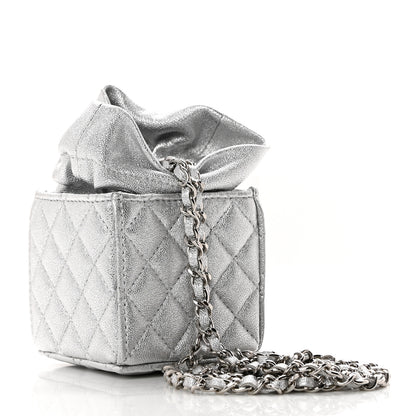 Chanel Metallic Caviar Quilted Mini Drawstring Bucket Bag Silver 2 of 8