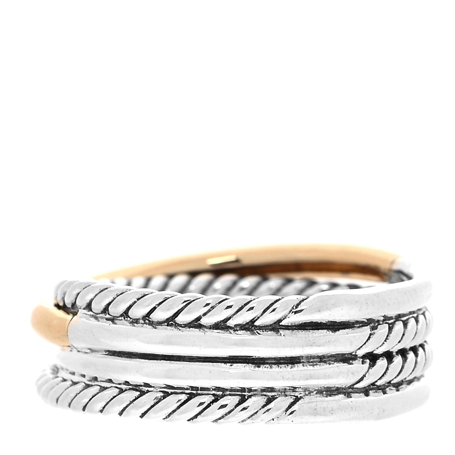 David Yurman Sterling Silver 18K Yellow Gold Narrow Crossover Ring 52 6 3 of 5