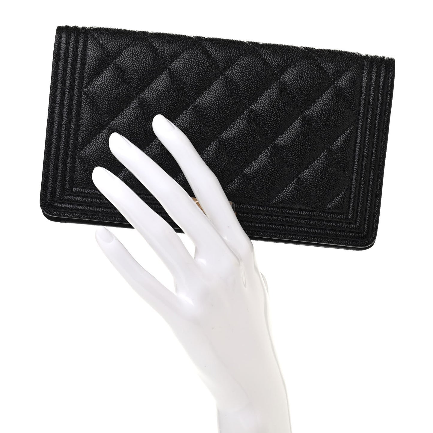 Caviar Quilted Boy Yen Wallet Black