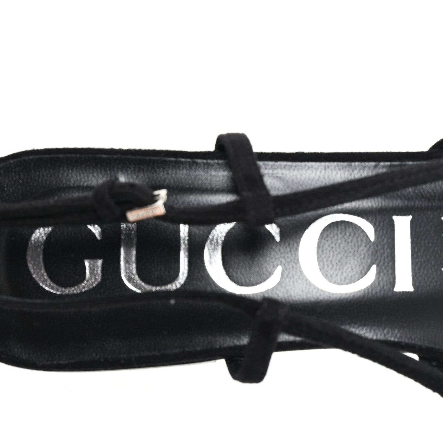 Gucci Suede Mesh Crystal GG Monogram Slingback Ballet Flats 39 Black 8 of 9