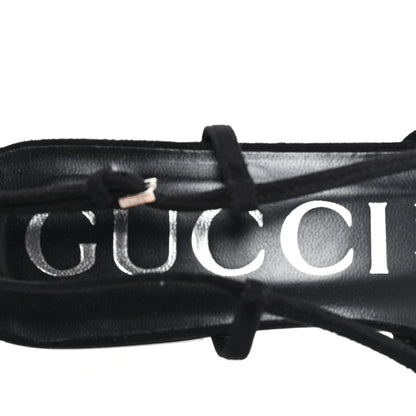 Gucci Suede Mesh Crystal GG Monogram Slingback Ballet Flats 39 Black 8 of 9