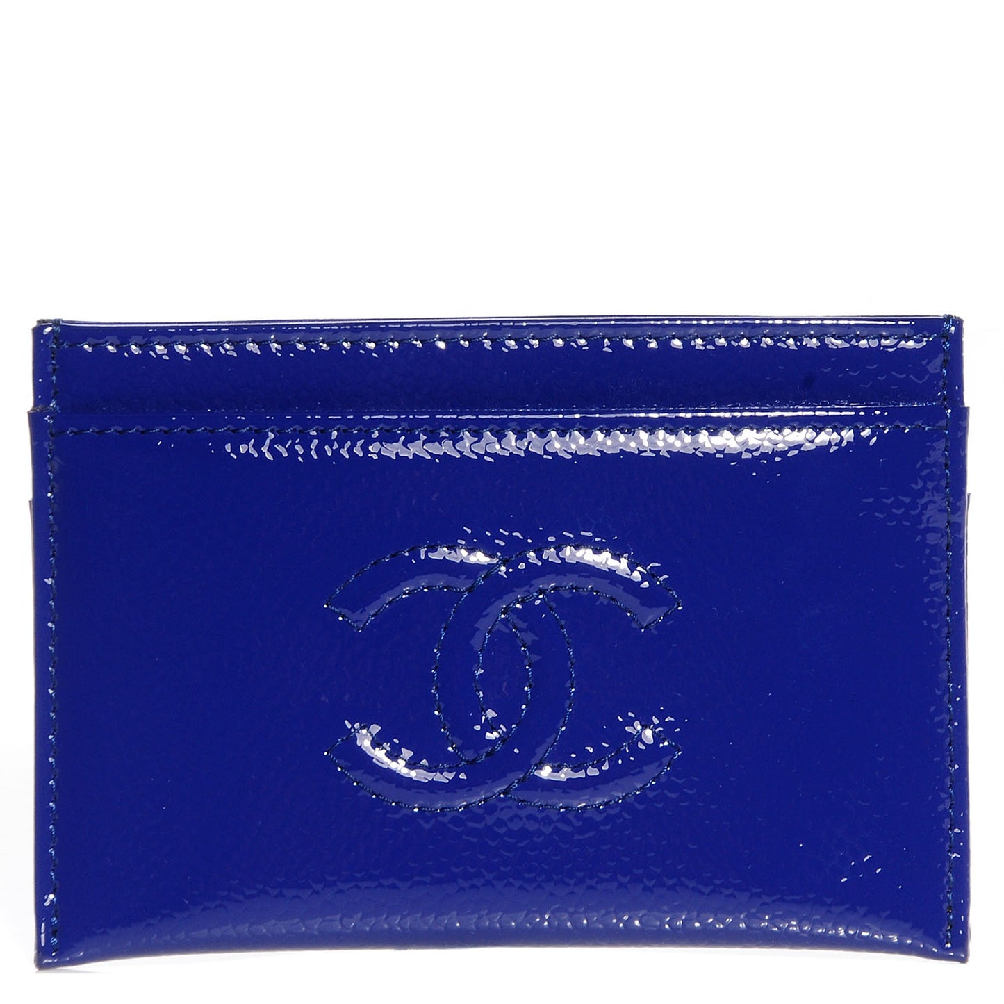 Patent Grained Calfskin CC Card Holder Blue
