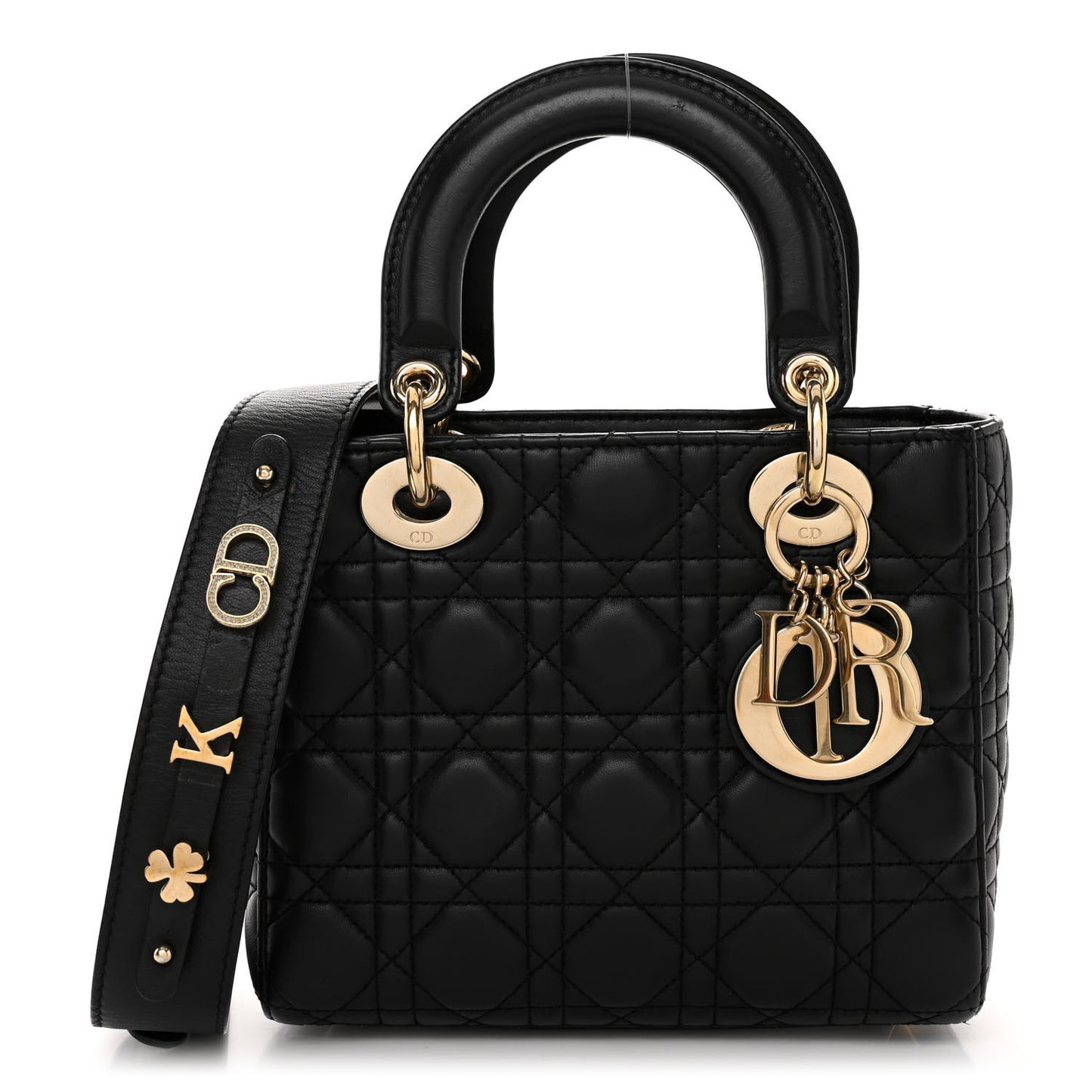 CHRISTIAN DIOR Lambskin Cannage Small My ABCDior Lady Dior Black