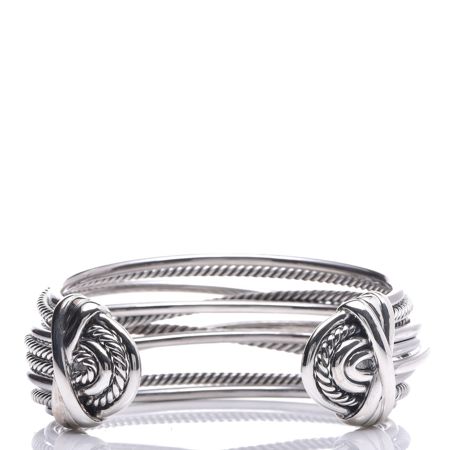 Sterling Silver Wide Crossover Cuff Bracelet