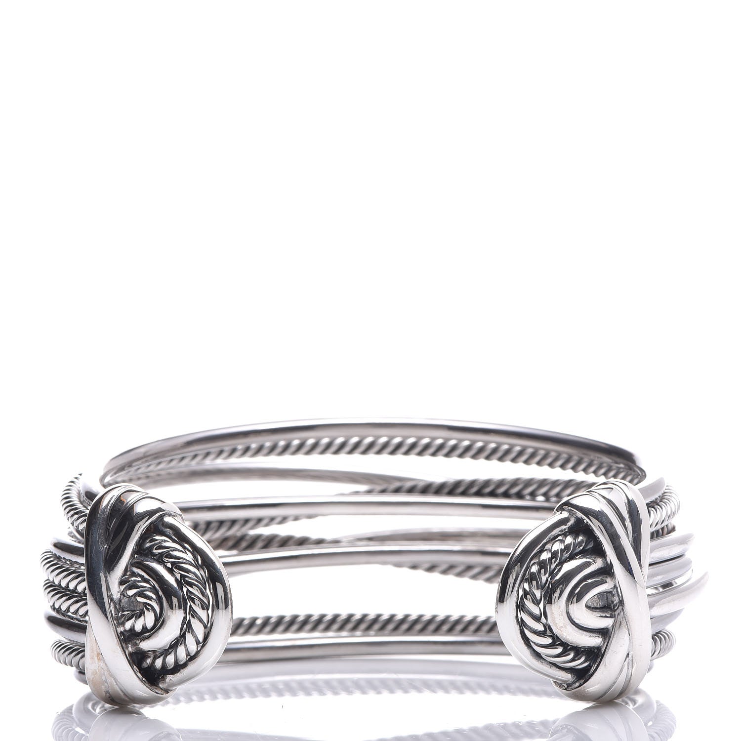David Yurman Sterling Silver Wide Crossover Cuff Bracelet 3 of 5