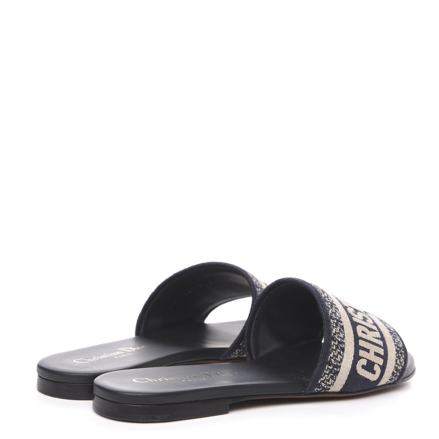 Canvas Embroidered Dway Mules Slide Sandals 34 Deep Blue