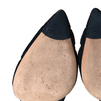 Jimmy Choo Glossed Snake-Effect Suede Mesh Wister Ankle Booties 38 Black 7 of 9