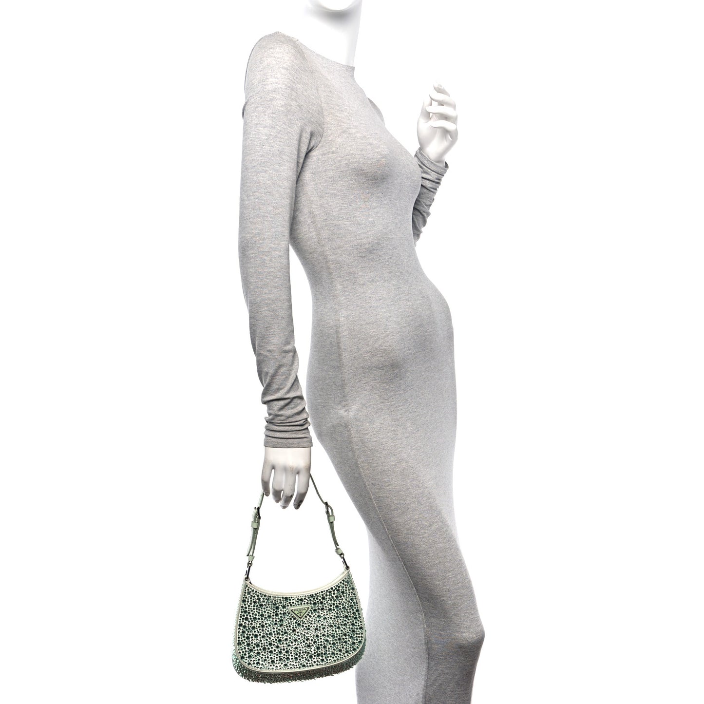 Satin Crystal Cleo Adjustable Strap Shoulder Bag Acqua