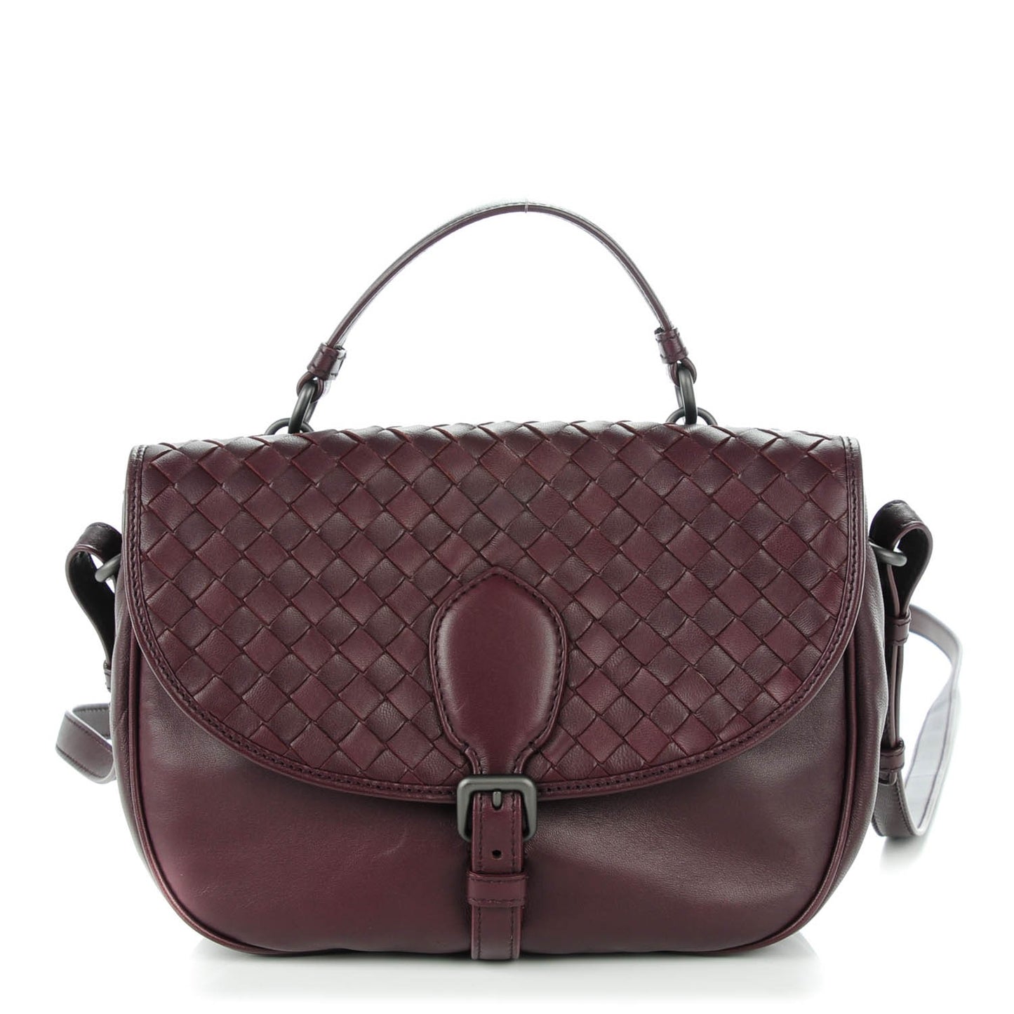 Nappa Intrecciato Double Sided Crossbody Bag Aubergine