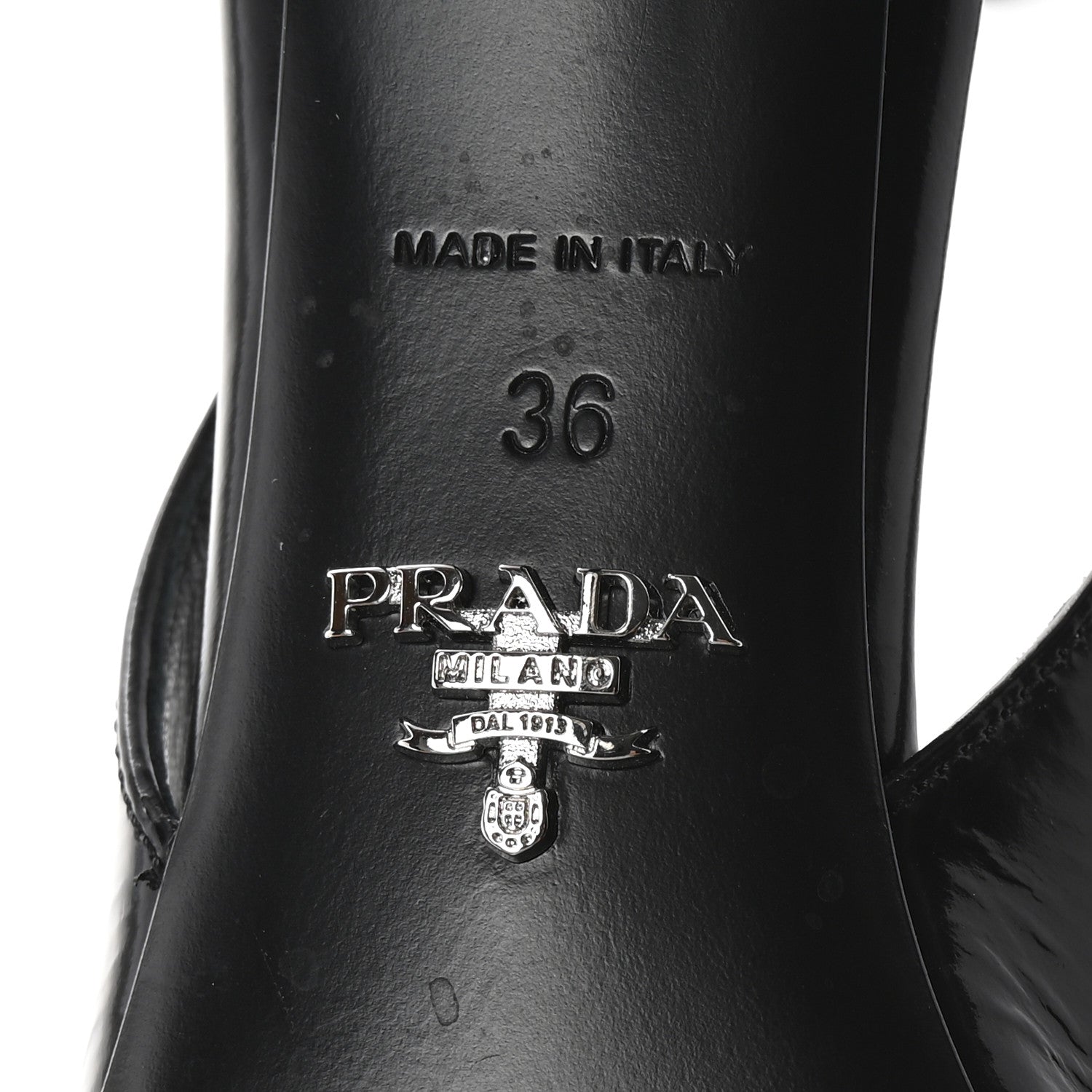 Prada Spazzolato Triangle Logo Pointed Toe 75mm Slingback Pumps 36 Black 7 of 8