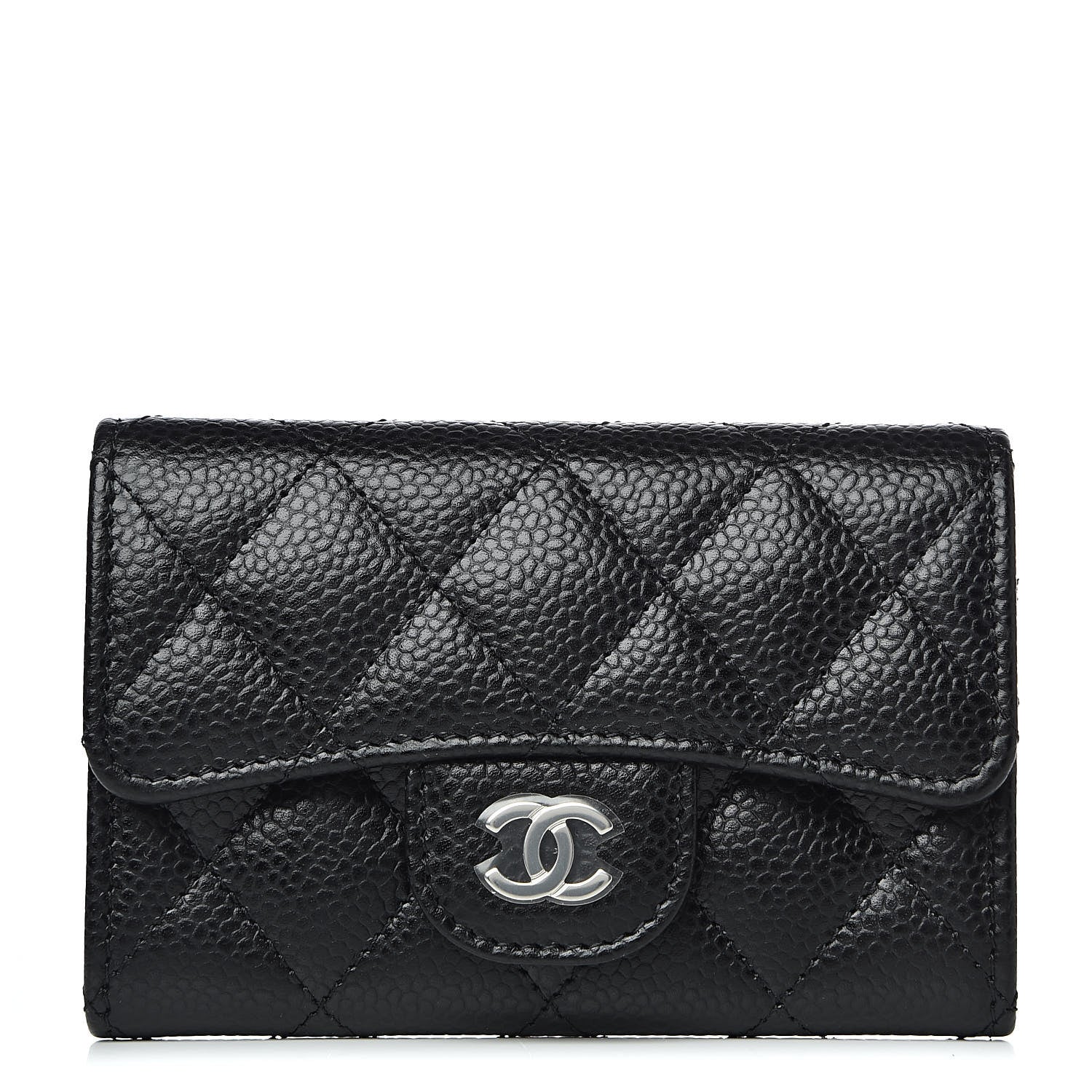 Chanel Caviar Quilted Flap Card Holder Wallet Black 1 of 9