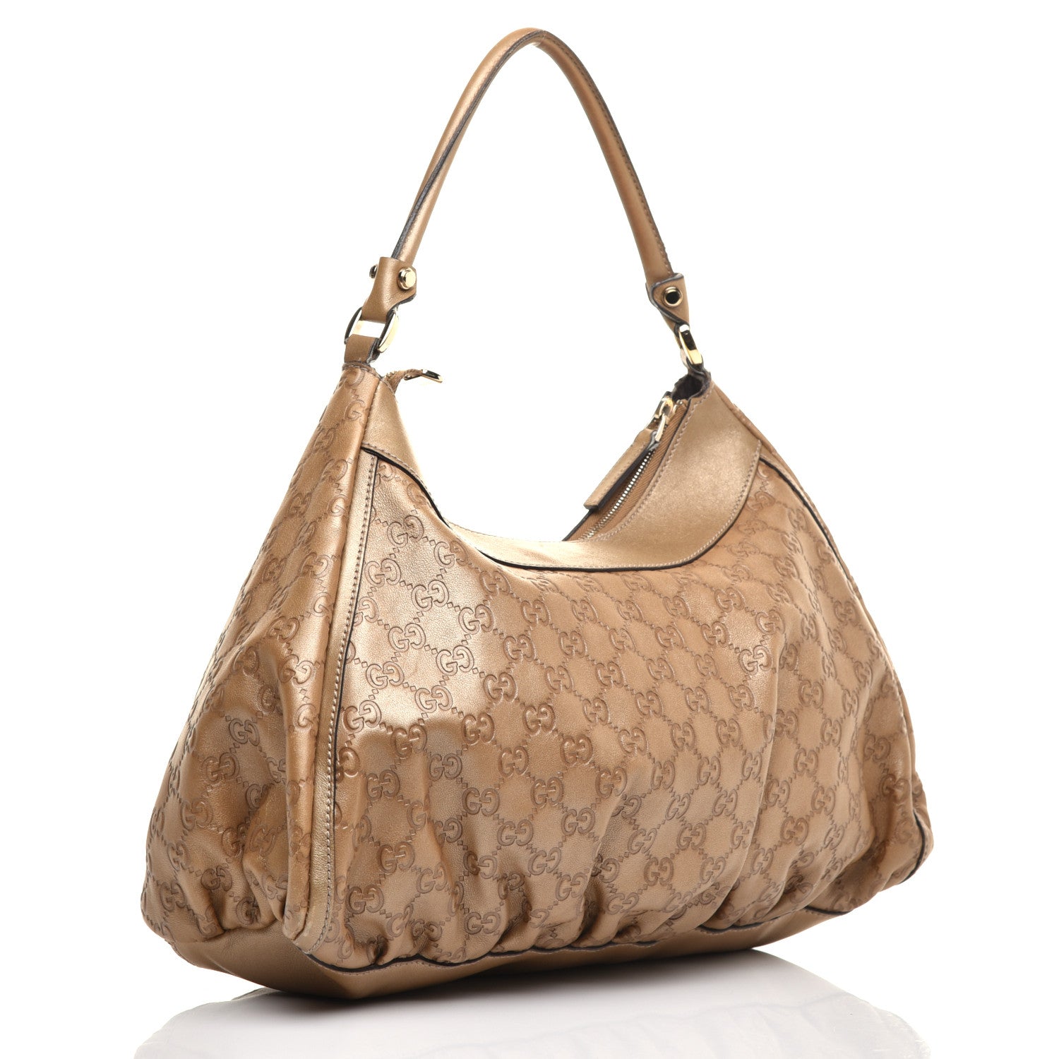 Gucci Metallic Guccissima Large D Gold Ring Hobo Gold 3 of 13
