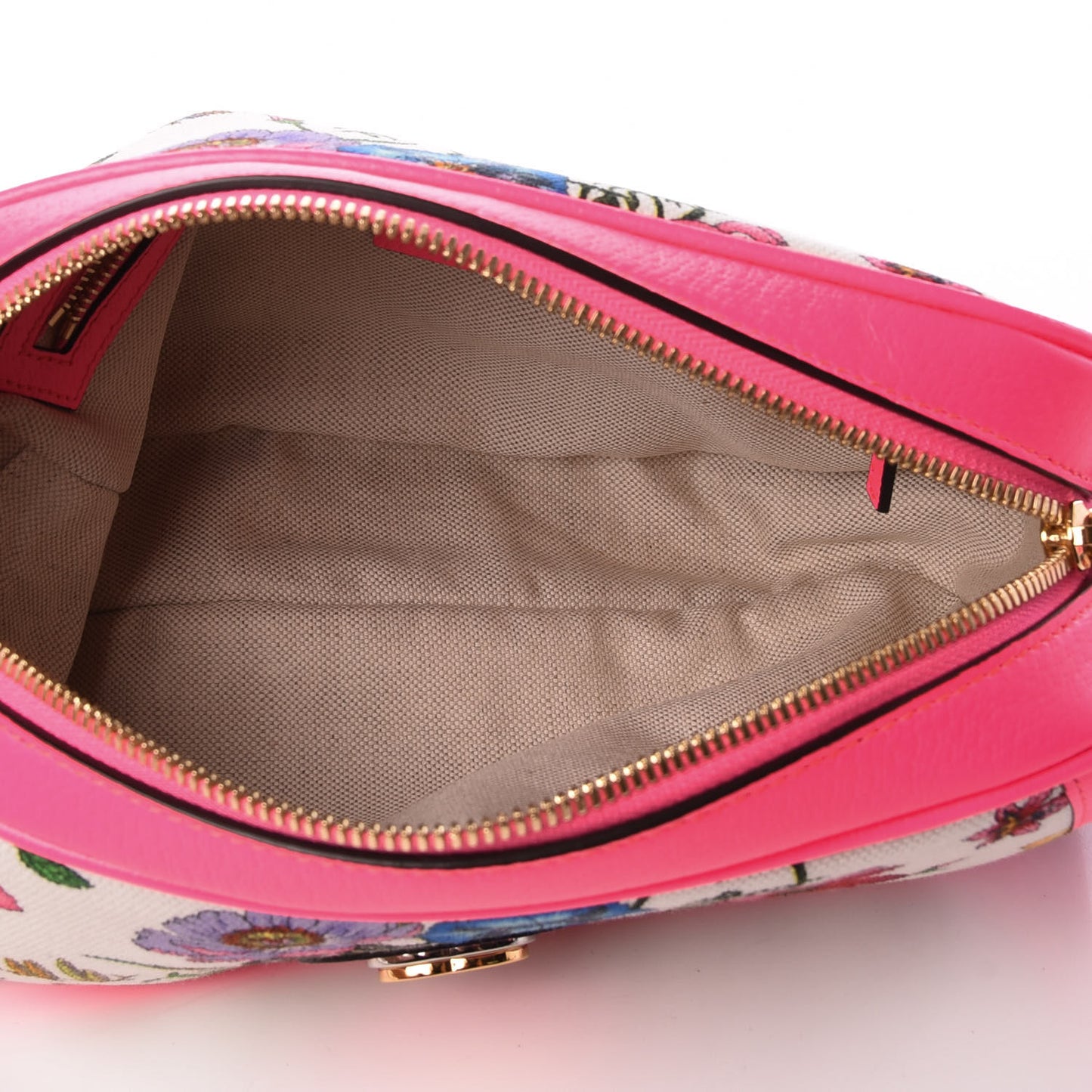 Canvas Flora Floral Shoulder Bag White Fuchsia Fluo