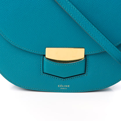 Celine Grained Calfskin Small Trotteur Teal Blue 10 of 10