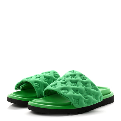 Louis Vuitton Technical Fabric Embossed Monogram Pool Pillow Comfort Mules 41 Green 4 of 9
