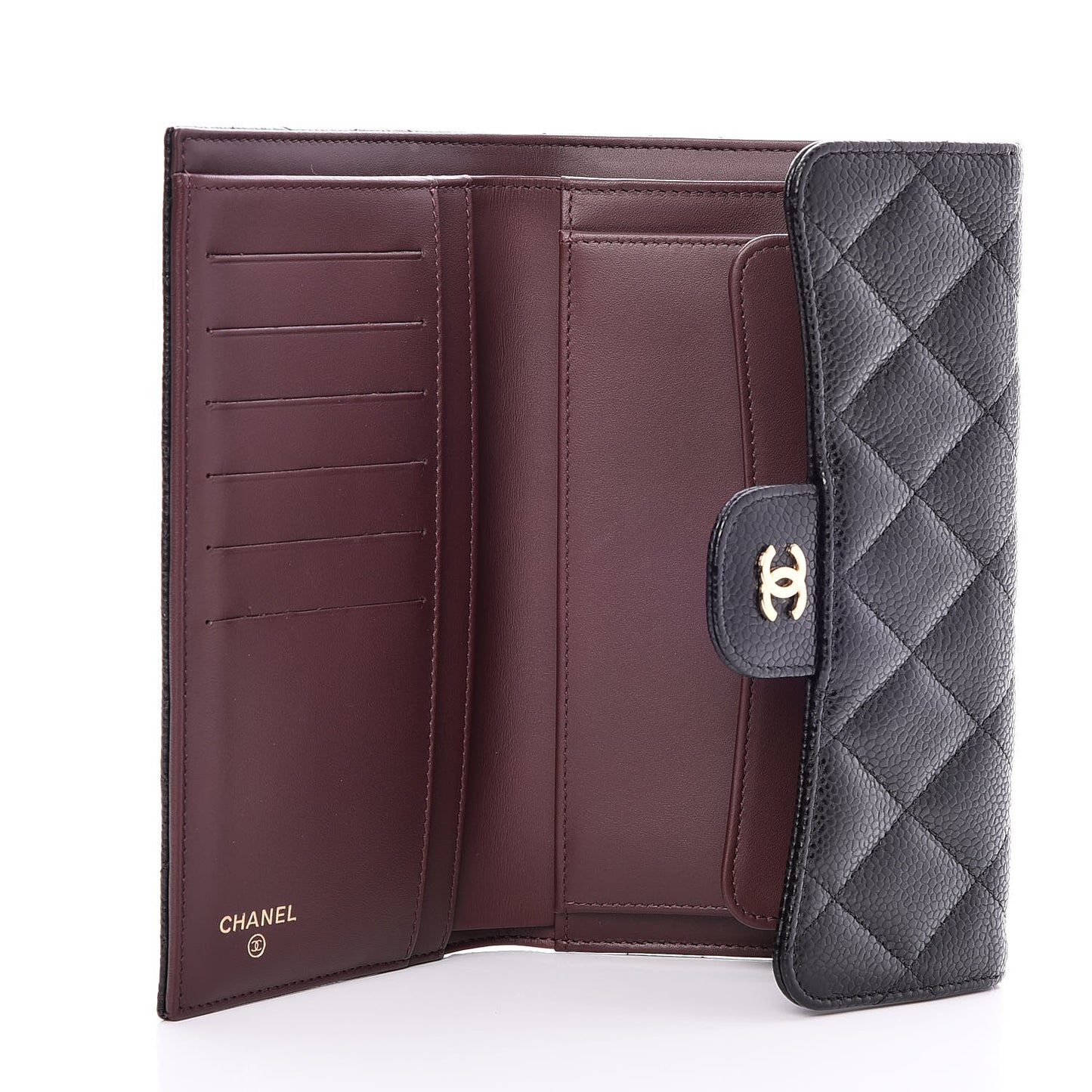 Caviar Quilted Large Flap Wallet Black