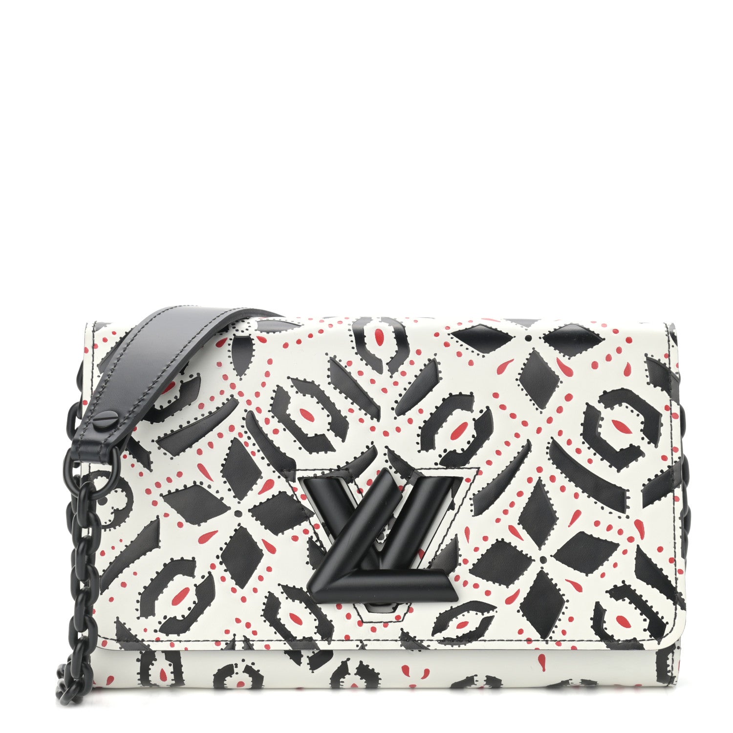 Louis Vuitton Calfskin Graphic Print Twist Shoulder Bag MM White Black 1 of 8