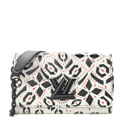 Louis Vuitton Calfskin Graphic Print Twist Shoulder Bag MM White Black 1 of 8