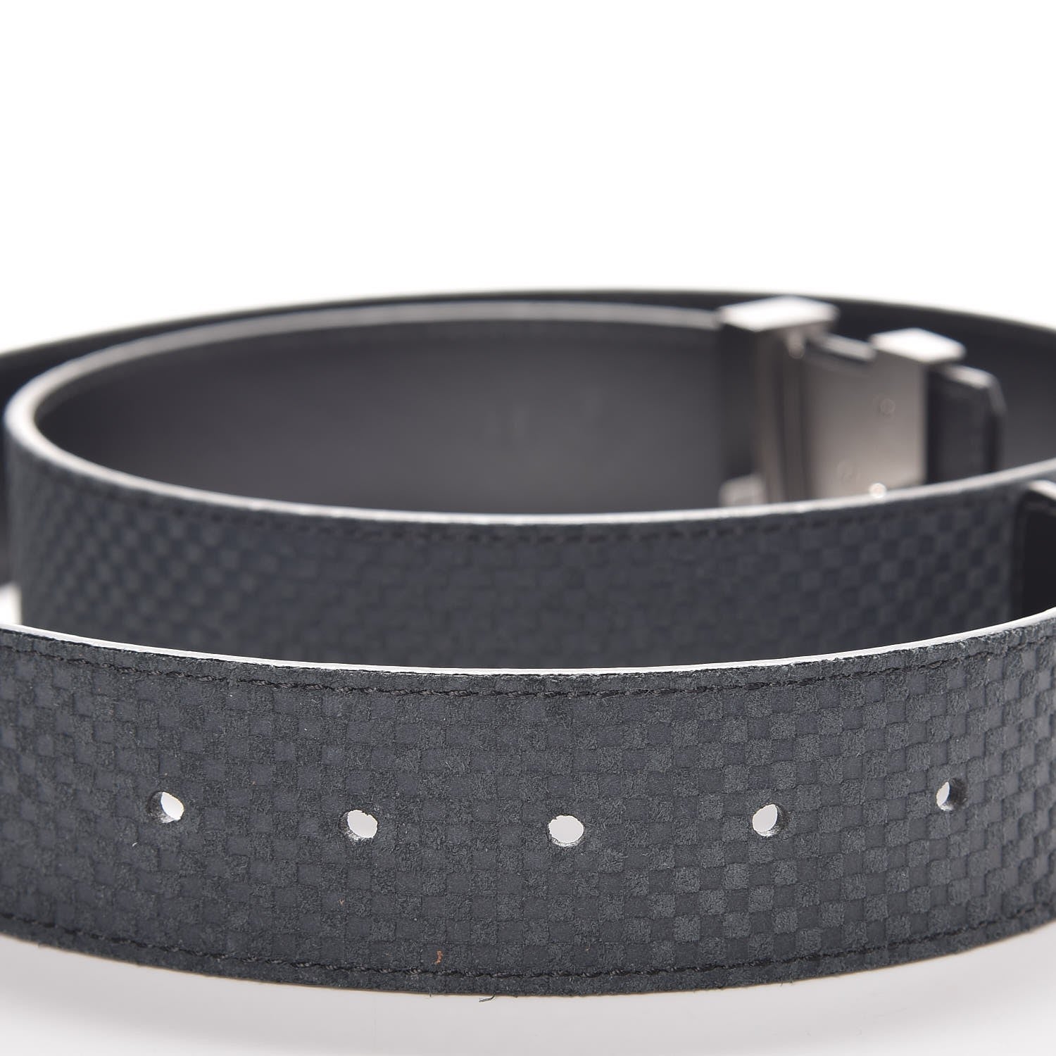 Louis Vuitton Suede Calfskin Mini Damier 40mm LV Initiales Belt 100 40 Carbone 7 of 8