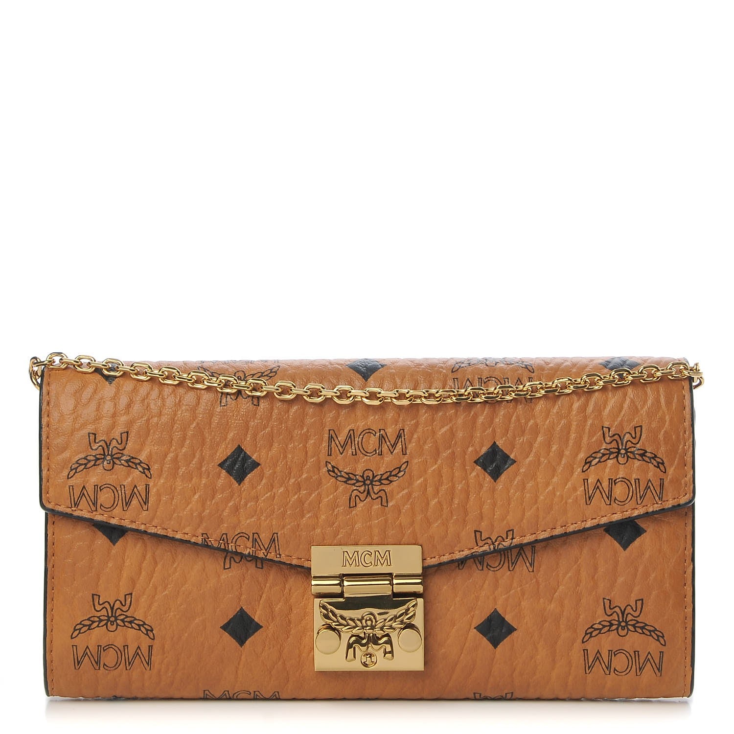 MCM Visetos Large Patricia Chain Wallet Cognac 1 of 9