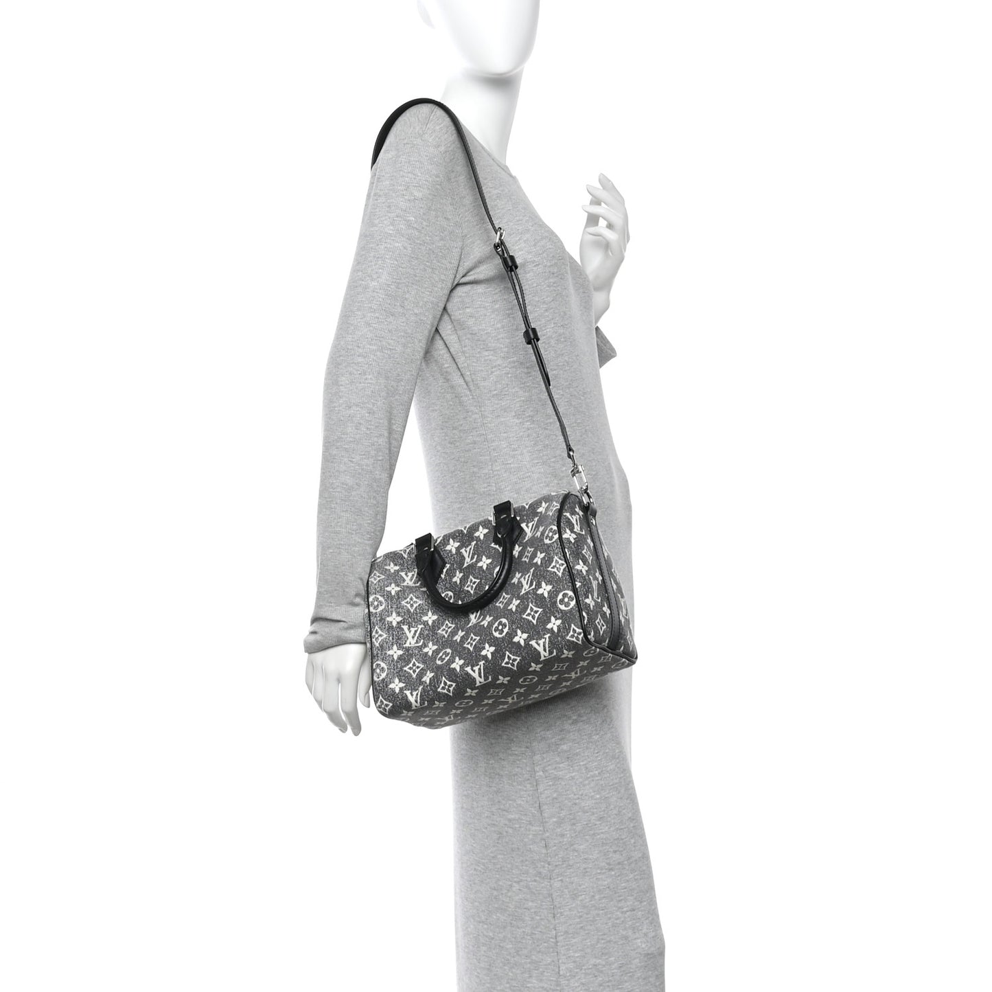 Denim Monogram Jacquard Speedy Bandouliere 25 Black