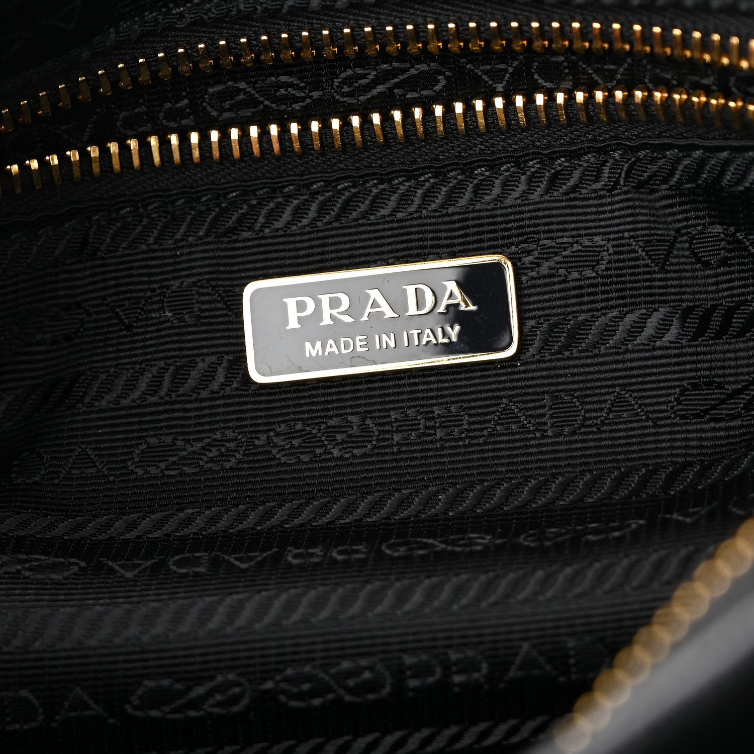 Prada Glossy Calfskin Triangle Medium Bonnie Shoulder Bag Black 6 of 11