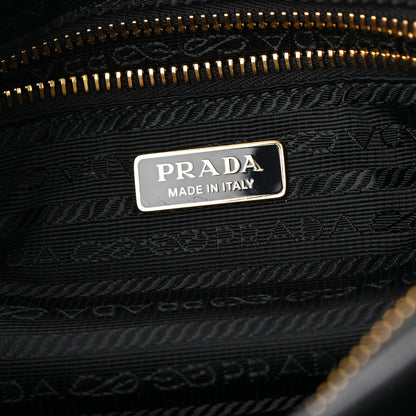 Prada Glossy Calfskin Triangle Medium Bonnie Shoulder Bag Black 6 of 11