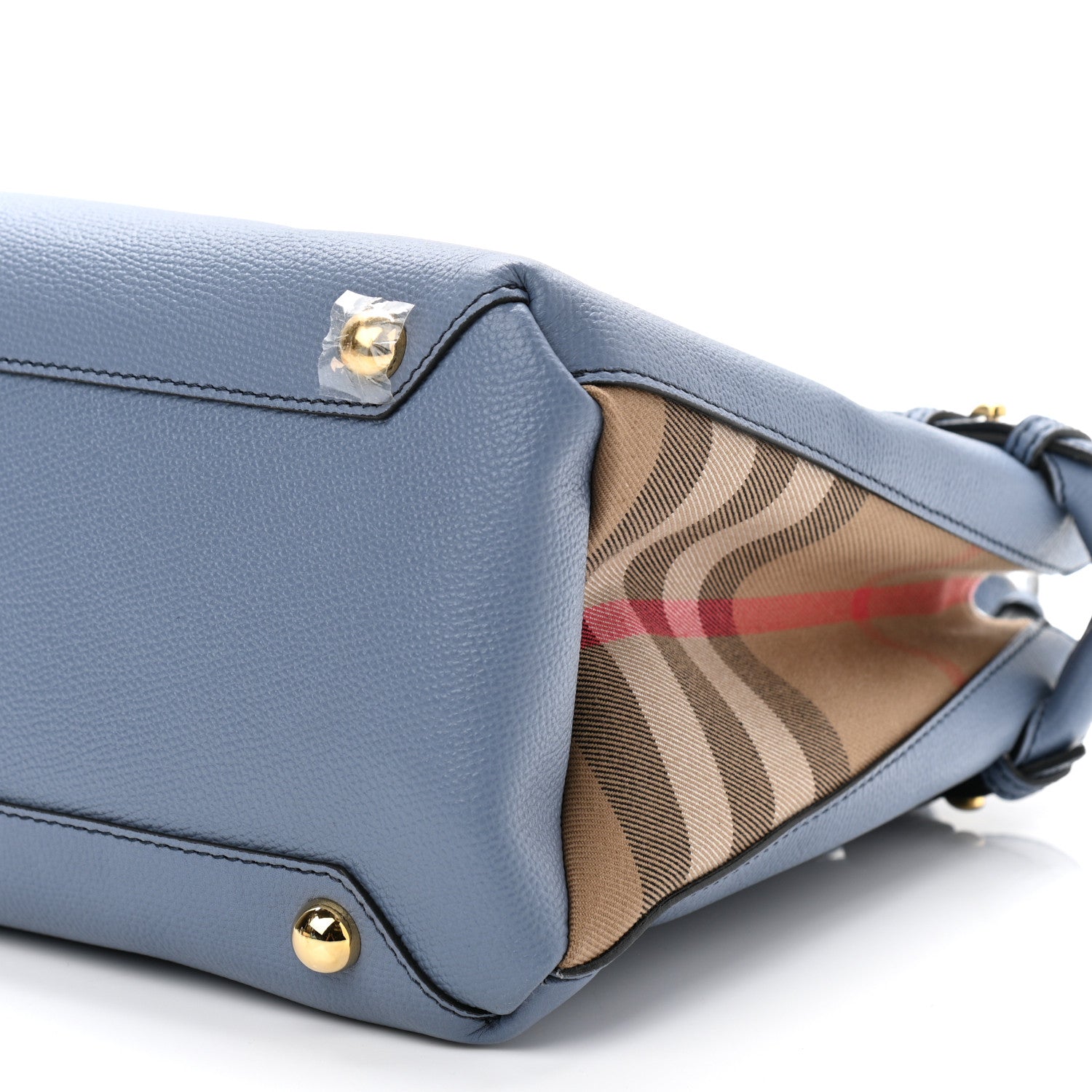Burberry Derby Calfskin House Check Medium Banner Tote Slate Blue 10 of 11