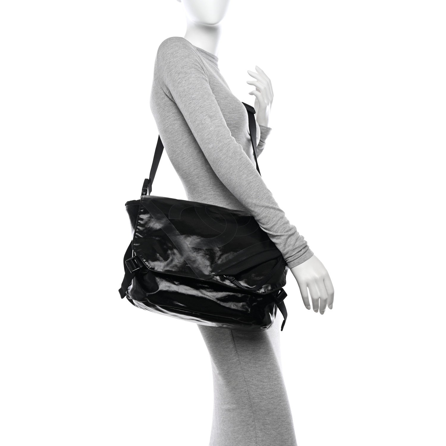 Chanel Coated Canvas Sport Messenger Black 2 of 10