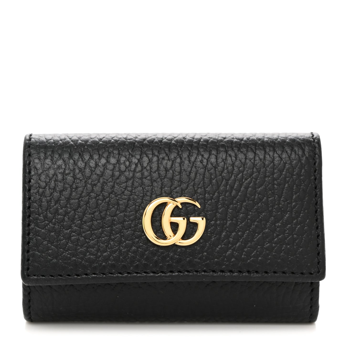 Pebbled Calfskin GG Marmont 6 Key Holder Black