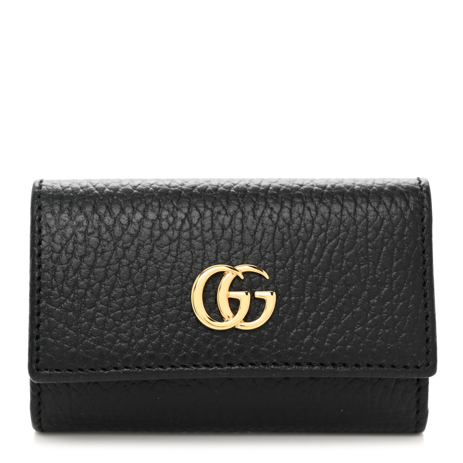 Gucci Pebbled Calfskin GG Marmont 6 Key Holder Black 1 of 7