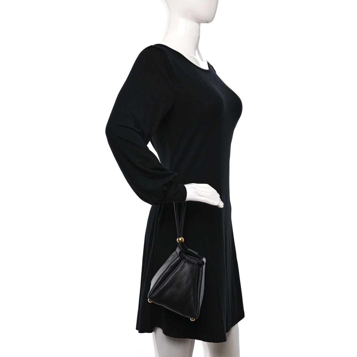 Calfskin Small Drawstring Pyramid Pouch Black