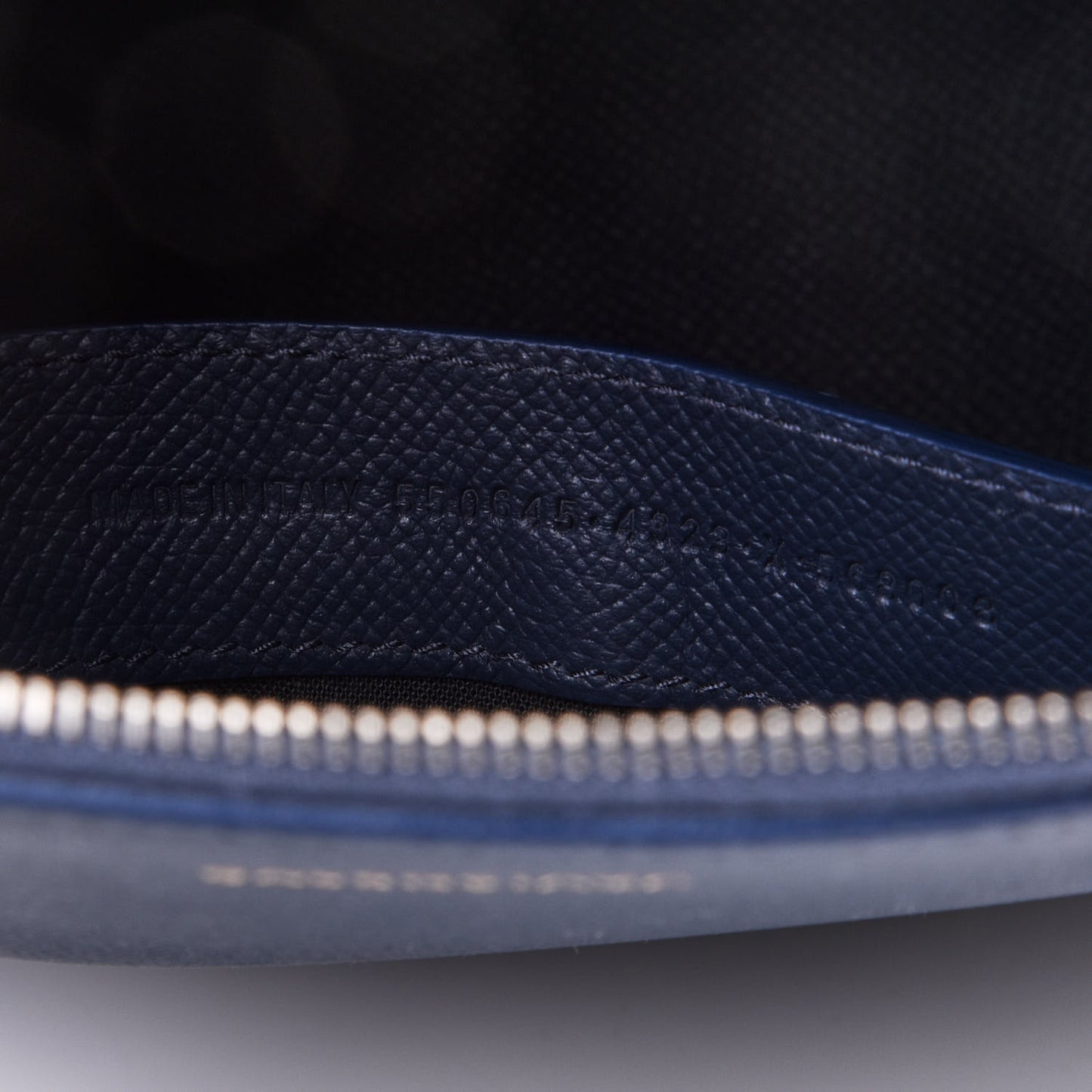 Signature Grained Calfskin Logo S Ville Top Handle Bag Bleu Canopee White